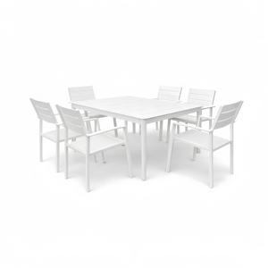 Modern Luxury 7-Piece Aluminum Outdoor <b>Dining</b> Table Set Stylish Metal Furniture for Hotel & Restaurant for Living Room Exterior - Product Image 3