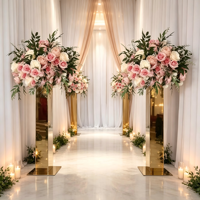 Support floral de mariage en acrylique, pilier de guidage d'allée, colonne, rehausseur de centre de table, miroir, ensemble pour allée, décoration de table pour fêtes, hôtels et événements