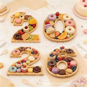 Solid Wood 2026 Digital <b>Tray</b> 11.8 Inch Serving Platter For Party Birthday <b>Snack</b> Fruit Display - Product Image 3
