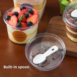 Vaso Transparente Redondo de 250 ml para Mousse y Postres con Cuchara, Frasco de Plástico PET para Pudín, Parfait, Venta al por Mayor - Product Image 2