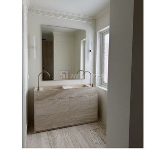 Gabinetes de baño y tocadores de <span class=keywords><strong>estilo</strong></span> retro-<span class=keywords><strong>industrial</strong></span>, tocador de mármol natural de travertino, <span class=keywords><strong>lavabo</strong></span> de lavandería - Product Image 5
