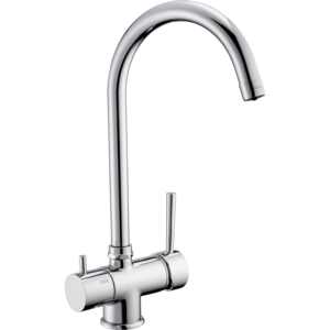 Mezclador de fregadero de una sola palanca cromado con caño alto y 3 vías para agua potable-Herramienta de torneado - Product Image 1