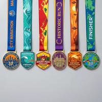 Médailles de marathon personnalisées en métal émaillé souple, sans quantité minimale de commande, en alliage de zinc, avec ruban personnalisé et conception gratuite