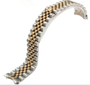 <span class=keywords><strong>Bracelet</strong></span> de <span class=keywords><strong>montre</strong></span> de luxe en acier inoxydable de style président <span class=keywords><strong>Bracelet</strong></span> de 22mm avec extrémités incurvées - Product Image 3