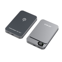 Chargeur portable mini d'usine 5000 mAh Li-Polymère en alliage d'aluminium, batterie externe à chargement magnétique sans fil, affichage LED, charge rapide