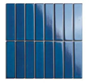 Mosaico de azulejo decorativo para suelo y pared, color azul, 295x280mm, 32,5x145mm, rayas de cristal
