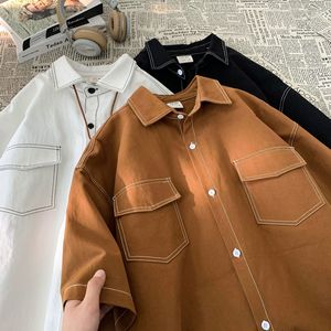 Camicie a Maniche Corte in Stile <span class=keywords><strong>Giapponese</strong></span> Retrò per <span class=keywords><strong>Uomo</strong></span>, Primavera 2025, Nuovo Design Trendy, Anti-Pilling, Traspiranti in Spandex/Poliestere - Product Image 6