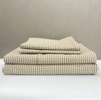 Parure de Lit en Coton Lavé Teint en Fil, Style Carreaux Vichy, Douillette, Simple et Classique, 100% Coton 40S