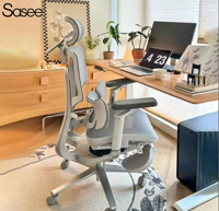 Chaise de Direction Ergonomique Hbada E3 Pro avec Dossier en Maille, Repose-Pieds, Support Lombaire, Mécanisme d'Inclinaison et Base Pivotante pour Usage Professionnel