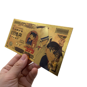 US livraison <span class=keywords><strong>gratuite</strong></span> yen argent anime Conan 24 k or billet <span class=keywords><strong>de</strong></span> banque en plastique billet <span class=keywords><strong>de</strong></span> banque - Product Image 2