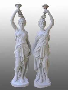 <span class=keywords><strong>Femmes</strong></span> blanches et beiges grande <span class=keywords><strong>sculpture</strong></span> d'ange humain vif en marbre d'art - Product Image 2