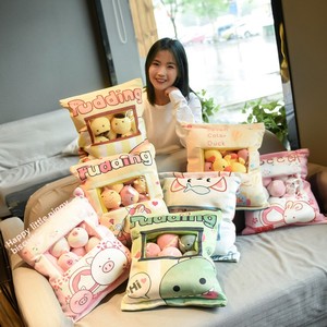 Coussin en <span class=keywords><strong>peluche</strong></span> super doux en forme d'ours, jouets en <span class=keywords><strong>peluche</strong></span> chat mignons, grandes poupées cochon en forme de sac, cadeaux d'anniversaire sur le thème des collations, vente en gros transfrontalière - Product Image 1