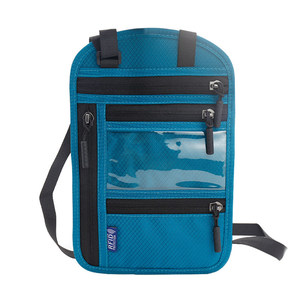 Fábrica al por mayor ajustable viaje cuello pasaporte titular bolsa transpirable tela de nailon RFID bloqueo viaje cuello cartera - Product Image 1