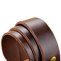 Vente en gros en usine Bracelet en cuir de grain supérieur classique de couleur marron de luxe sans boucle