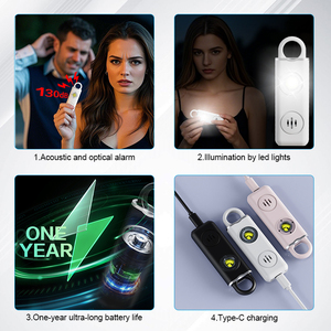 Móc Khóa Cảnh Báo Cá Nhân Tự Vệ, Móc Khóa Có Đèn <span class=keywords><strong>Led</strong></span> Cảnh Báo Khẩn Cấp Di Động 130Db Chống Tấn Công An Toàn Âm Thanh - Product Image 3