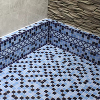 Accessoires d'extérieur, carreaux de porcelaine pour les coins et les bords des piscines, bordure bleue mélangée, carreaux incurvés, bordure de lavabo