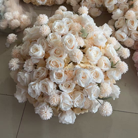 Offre Spéciale – Grandes compositions florales de 50 cm, 60 cm, 70 cm, 80 cm pour centres de table de mariage – Fleurs en soie couleur champagne + boule