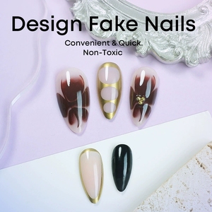 Vente en gros d'usine, nouveaux <span class=keywords><strong>autocollants</strong></span> pour <span class=keywords><strong>ongles</strong></span> en fil d'or français, 24 pièces par paquet, type à presser, longue durée, réutilisables, <span class=keywords><strong>faux</strong></span> <span class=keywords><strong>ongles</strong></span> courts - Product Image 3