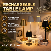 Lampe de table LED durable, conforme RoHS, rechargeable, à trois couleurs et intensité variable, en ABS, pour bureau, salle de lecture, décoration intérieure