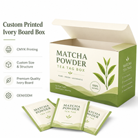 Boîte en carton blanc de haute qualité avec logo personnalisé imprimé CMYK, en carton de 18 points, pour poudre de matcha SBS, emballage de thé, étiquette de vente au détail