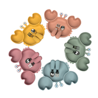 Ensemble repas pour enfant certifié CE CPC, personnalisé, en silicone de qualité alimentaire sans BPA, avec bol en forme de crabe, assiette à compartiments et cuillère, pour l'alimentation des bébés
