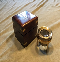 Lupa de carta náutica de latón antiguo Diseño elegante de 3 patas con artesanía de vidrio elegante hecha a mano 1,75 pulgadas de ancho Incluye caja