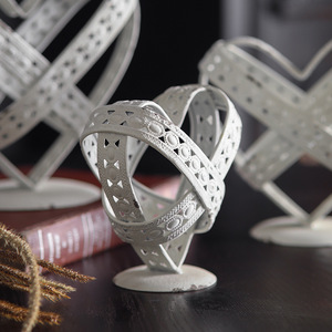 Adorno de hierro con forma de corazón estilo rústico francés, decoración de escritorio blanca envejecida, decoración para el hogar, dormitorio, decoración para el día de San Valentín - Product Image 4