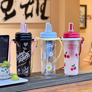 Gobelet en plastique Tritan 500 ml, design cartoon avec sangle pour utilisation en extérieur - Product Image 5