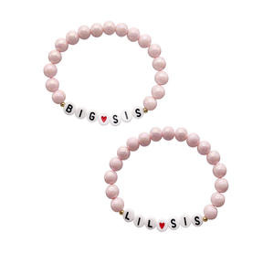 <span class=keywords><strong>Bracelet</strong></span> fait main avec perles, inscription « Big Sister », perles acryliques de couleur rose AB, <span class=keywords><strong>bracelet</strong></span> populaire européen et américain - Product Image 1