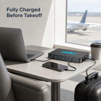 Chargeur GaN 288W 8 ports, station de charge USB C ultra-fine, PD 100W, hub de charge PPS, câble rétractable pour bureau