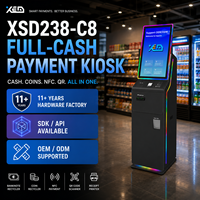 Kiosque de paiement en libre-service pour supermarché avec reconnaissance faciale, écran tactile 23,8 pouces et machine de recyclage de billets