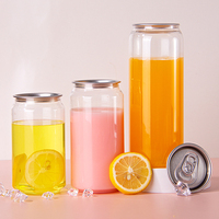 Canette de boisson gazeuse transparente pour animaux de compagnie de 350ml 500ml canette de boisson gazeuse vide en plastique transparent avec couvercle facile à ouvrir Logo personnalisé