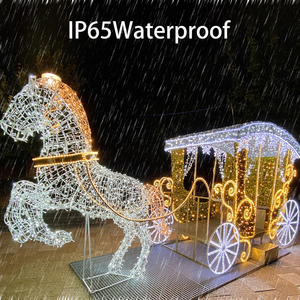 Luce Decorativa Natalizia da Esterno Personalizzata Grande IP65 a Forma di Carrozza con Cavalli 3D LED Ricaricabile Dimmerabile Alimentata a Corrente Alternata 50000 - Product Image 2