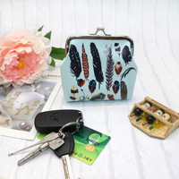 Logo Kustom PU Kantong Koin Dompet Wanita Kunci Tas Kosmetik Gesper Tas Bohemian Gesper Snap Penutupan Tas Lipstik