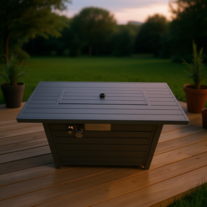 Propane Outdoor <b>Fire</b> <b>Pit</b> <b>Table</b> 25 H X 42 W Steel Powder Coated Grey Lid Freestanding - Product Image 2