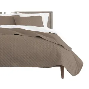 KOSMOS Solid Color Pillow Case Bedding 100% Microfiber Bedspread Quilt Set