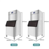 Machines à glaçons commerciales à faible bruit de machine à glace de cube de refroidissement par air de 200kg avec le grand stockage de glace