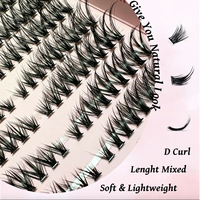 Cils en grappe synthétiques véganes en gros, 6 styles, avec emballage noir personnalisé OEM, multi-densités, courbure D, pour pose individuelle DIY