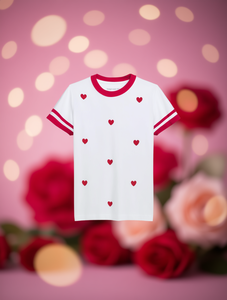 T-shirt da donna Bershka a vestibilità ampia, stampa cuori bianchi e rossi, girocollo, manica corta, casual, design per San Valentino - Product Image 2