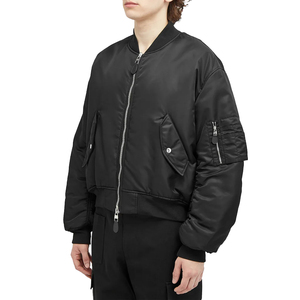 <strong>Custom</strong> Oversize Cropped Black Zip Up <strong>MA</strong>-1 Bomber Jacket Blank Flight Jacket for Men - Product Image 1