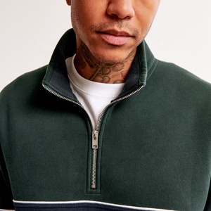Felpe con Cappuccio e Mezza Zip per Uomo in Cotone 100% con Ricamo 3D Personalizzato OEM, Produttore di Felpe <span class=keywords><strong>Vintage</strong></span> <span class=keywords><strong>Oversize</strong></span> in Pile per Uomo - Product Image 5