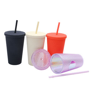 プラスチック製の二重壁グリッターダイヤモンド16オンスウォーターボトル、蓋とストローコーヒータンブラーカップバルク-購入 - Product Image 5