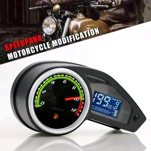 CQJB Digital LCD Motocicleta Velocímetro Odômetro Speedo Medidor 12000RPM 8-18V