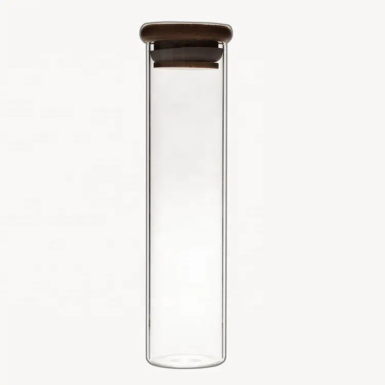 ガラスシールジャー透明ガラスジャー食品穀物ディスプレイボトル竹カバーガラスキャディスパイスジャー