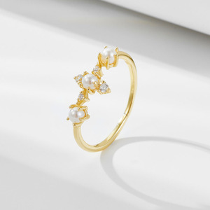 Venta caliente S925 Plata Perla de agua dulce corona circón anillo versátil simple joyería de mujer nueva llegada - Product Image 1