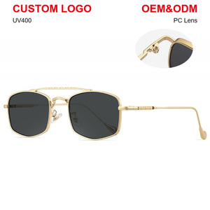 Sunray Metal Trim Dual Bar Bridge Square Metal Rim <b>Sunglasses</b> Clean Cut Sleek Polished Fashion Look New Release - Product Image 1