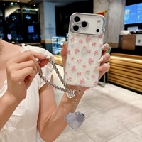 Coque de téléphone tendance motif floral bleu clair, compatible avec Apple 17 Pro Max, iPhone 16 haut de gamme, iPhone 15 portable, iPhone 14