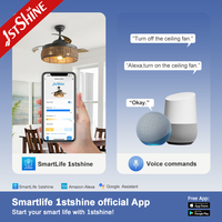 1stshine Abat-jour rétractable en rotin, usage intérieur/extérieur robuste, décoration intérieure, ventilateur de plafond télécommandé avec pales cachées