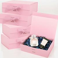 Boîte à bijoux magnétique pliable rose en carton, optimisée pour la logistique, vente en gros, expédition en vrac, étui cadeau avec ruban