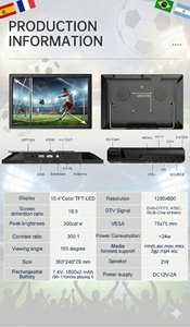 15.4 Inches <b>Mini</b> Portable Android LED LCD Smart <b>TV</b> 12V ATSC ISDB USB Built-in Battery HD FHD Definition Portable Radio <b>Tv</b> - Product Image 4